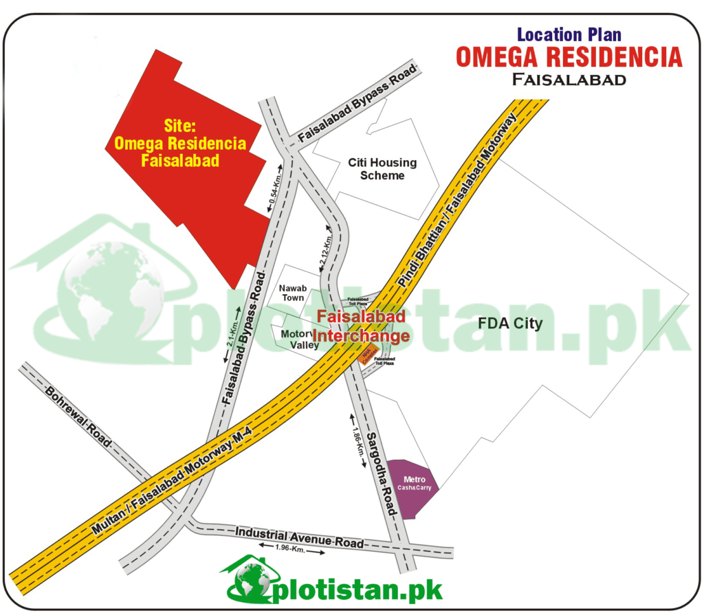 omega Laguna Faisalabad Loation Map