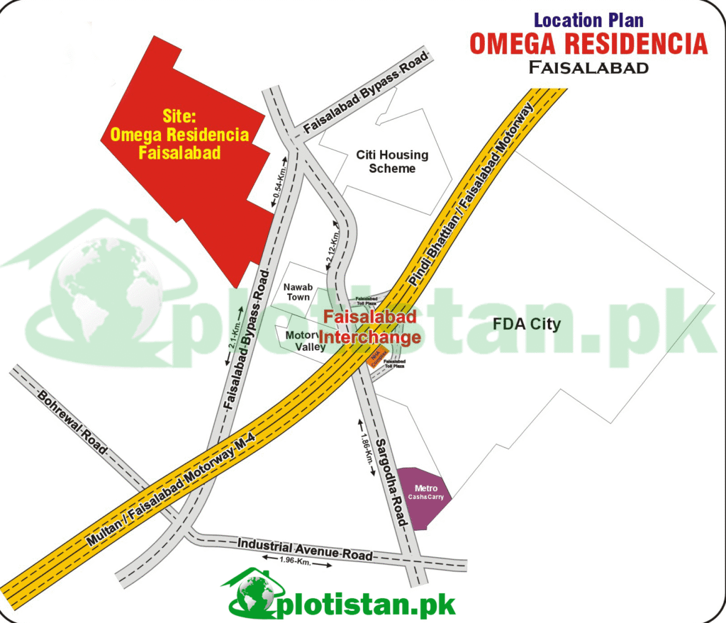 Omega residencia faisalabad Location map