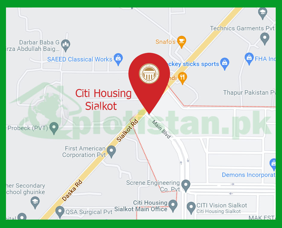 Citi Housing Sialkot Location Map 