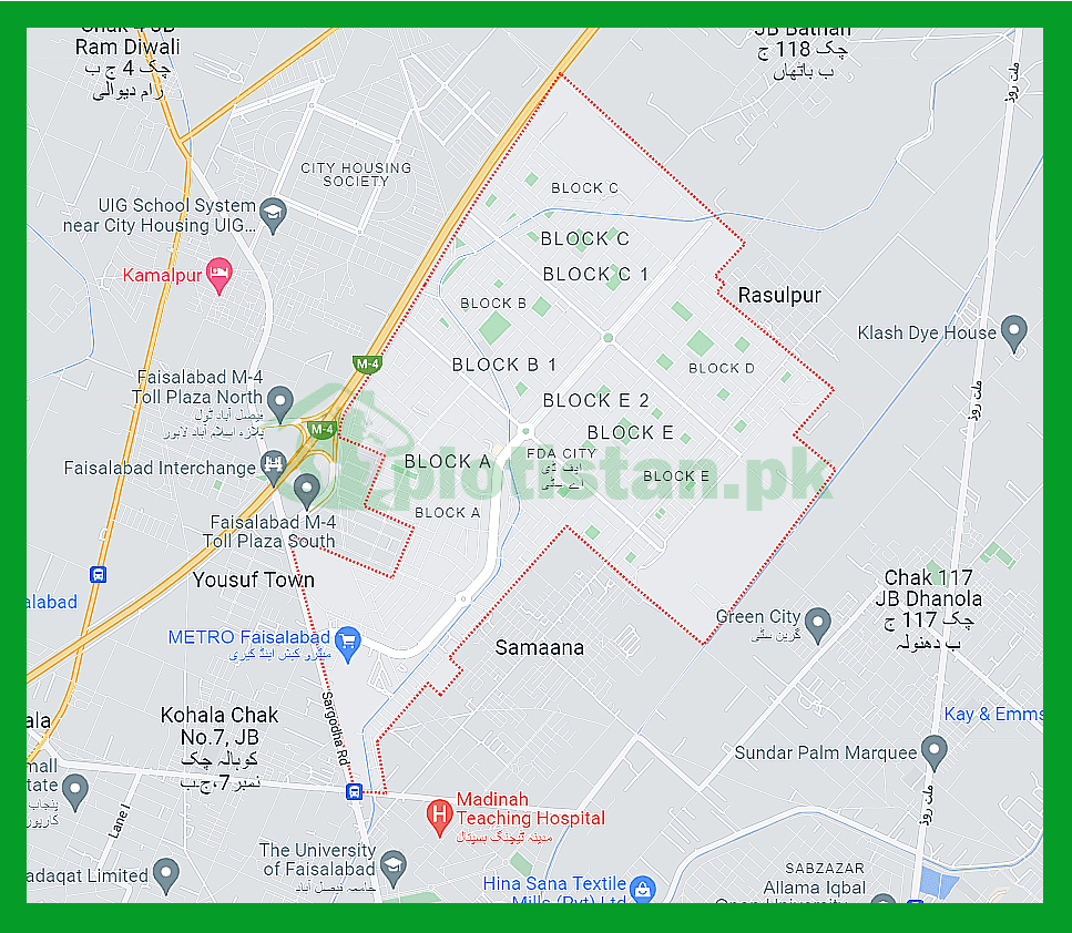 FDA City Faisalabad Location Map