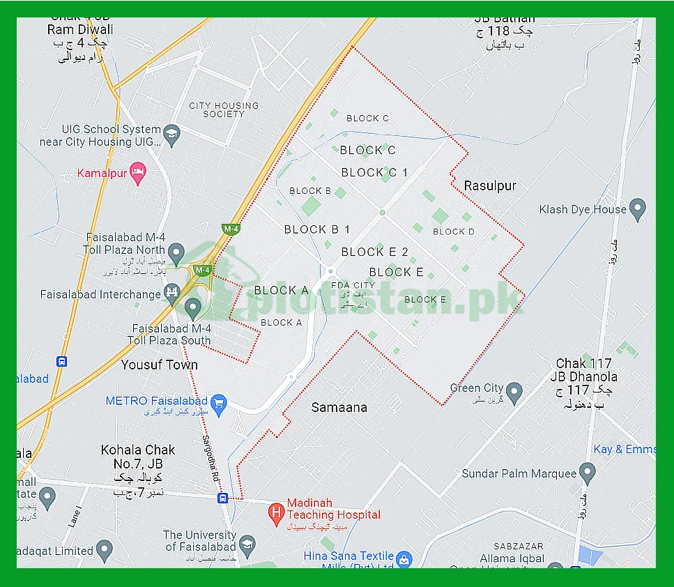 FDA City Faisalabad Location Map