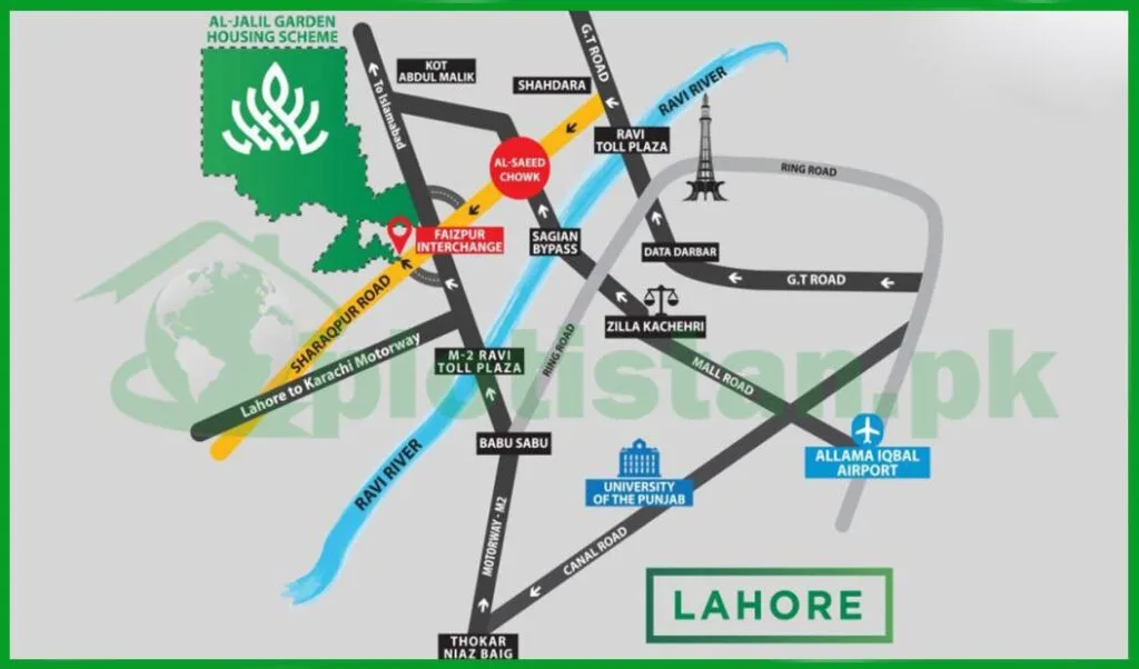 Al - Jalil Garden Lahore Location Map