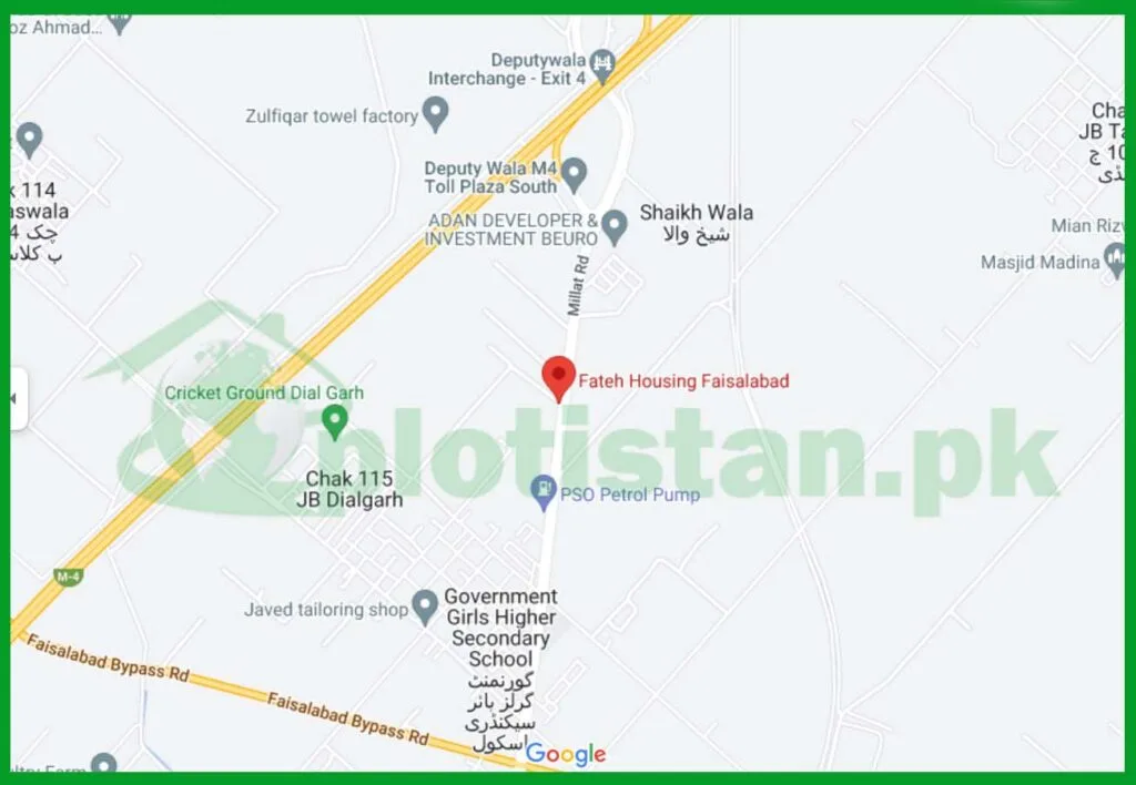 Fateh Housing Faisalabad Location Map