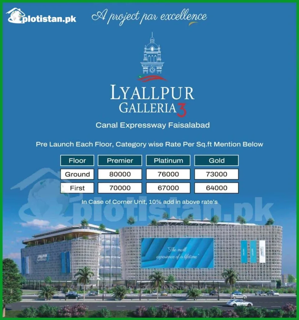 Lyallpur galleria 3 Payment Plan 