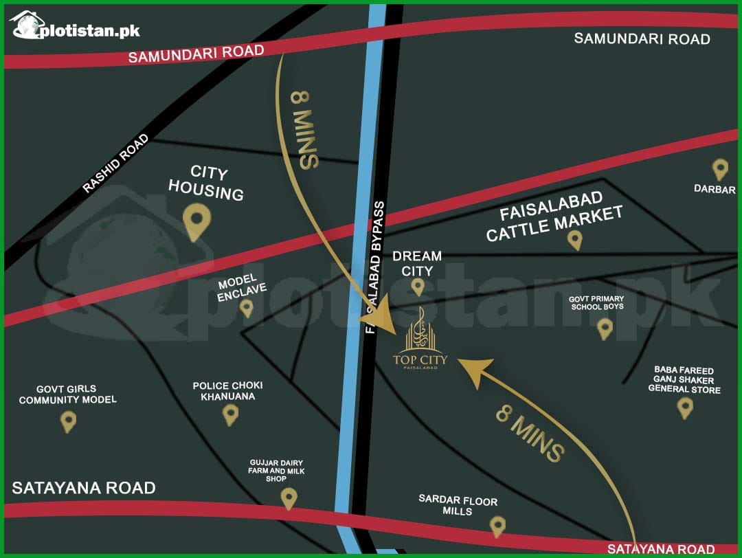 Top City Faisalabad Location Map