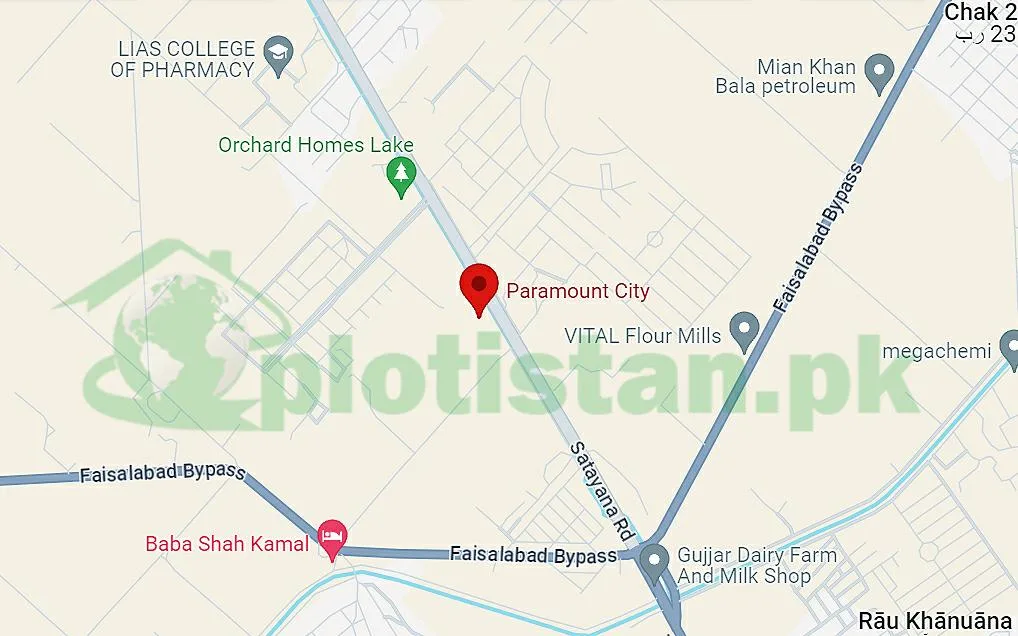 Paramount City Faisalabad Location Map