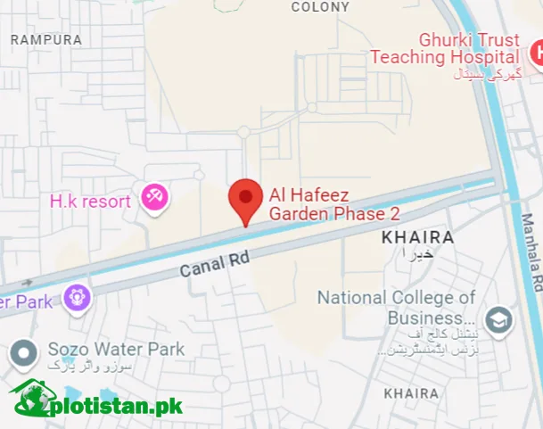 Al Hafeez Garden Phase 2 lahore Location Map