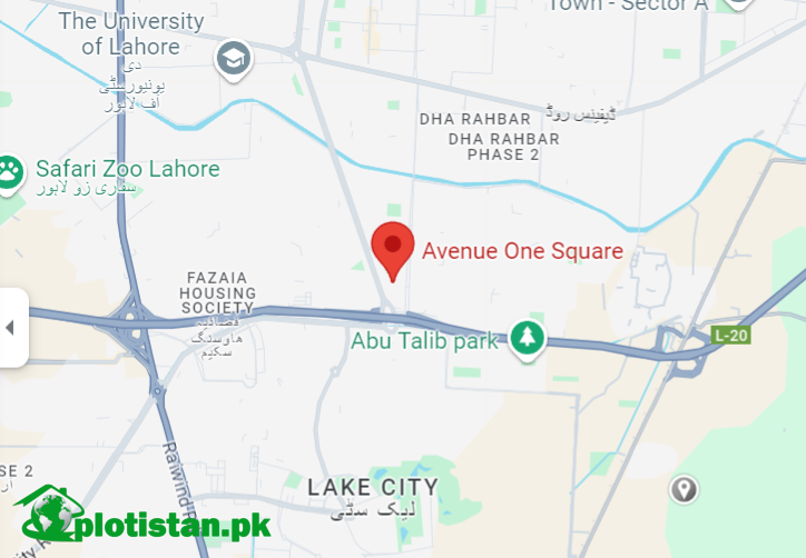 Avenue One Square Lahore Location Map