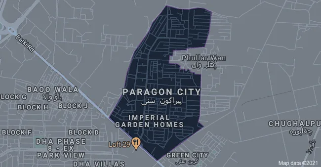 paragon city Lahore Location Map